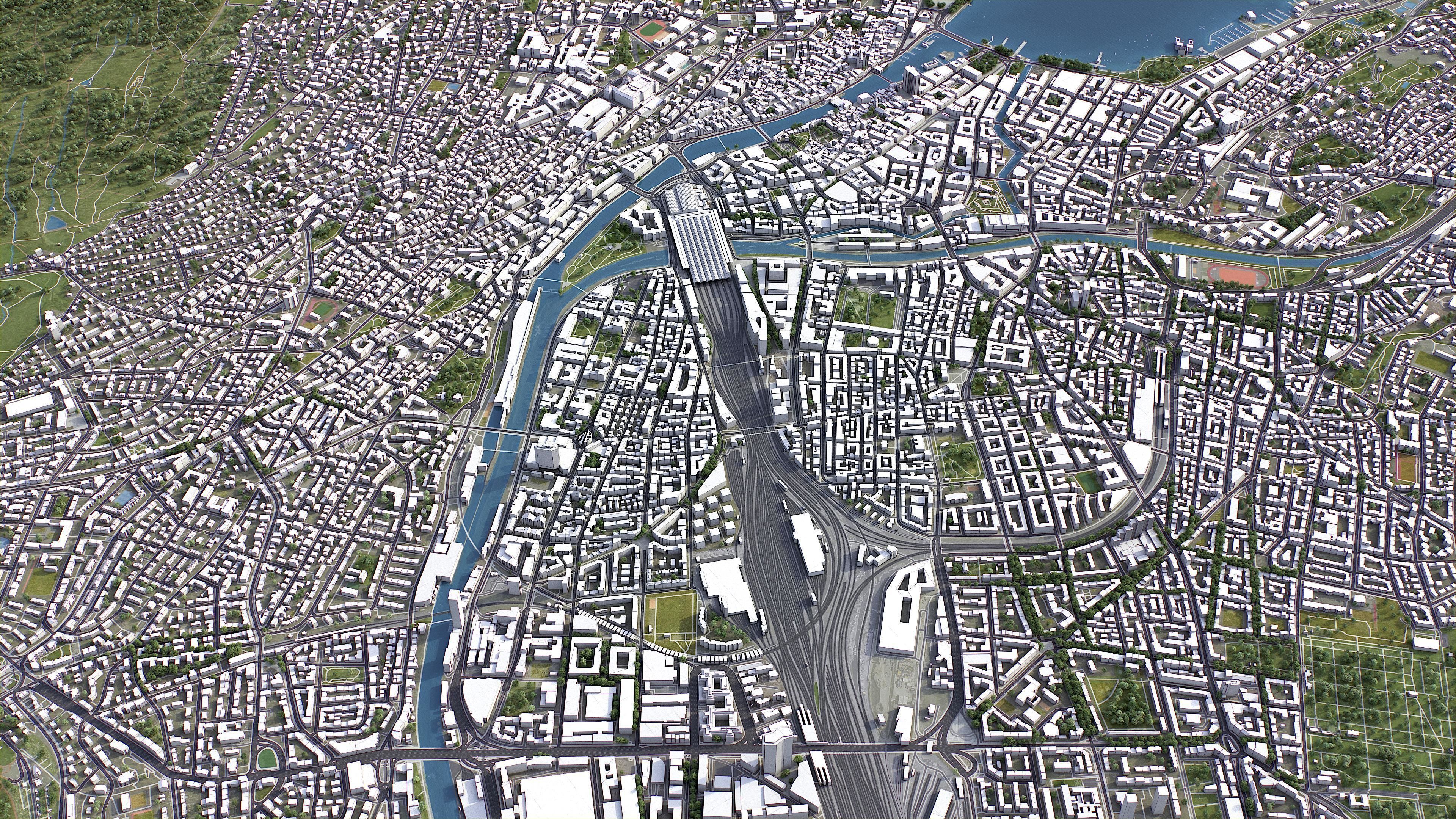 Zurich Low-poly 3D model_2