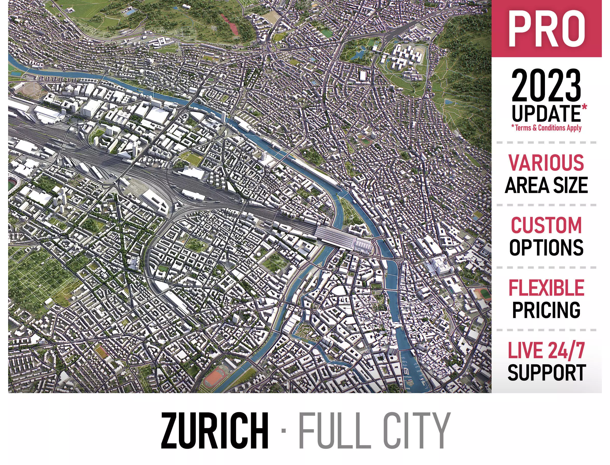 Zurich Low-poly 3D model_0