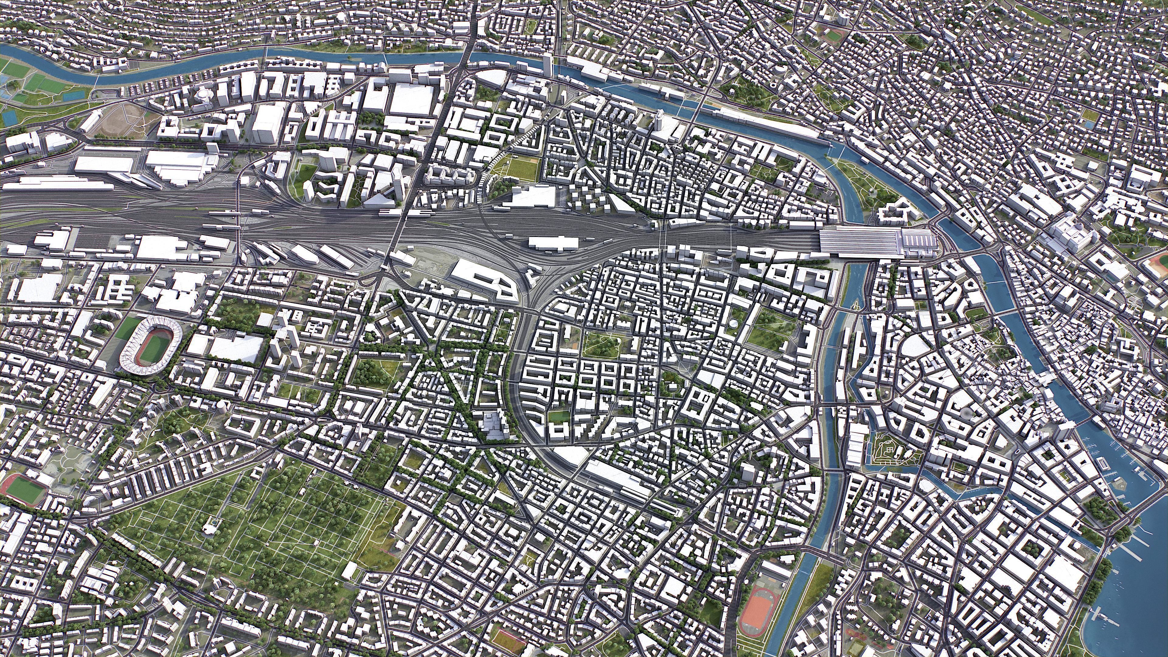 Zurich Low-poly 3D model_7