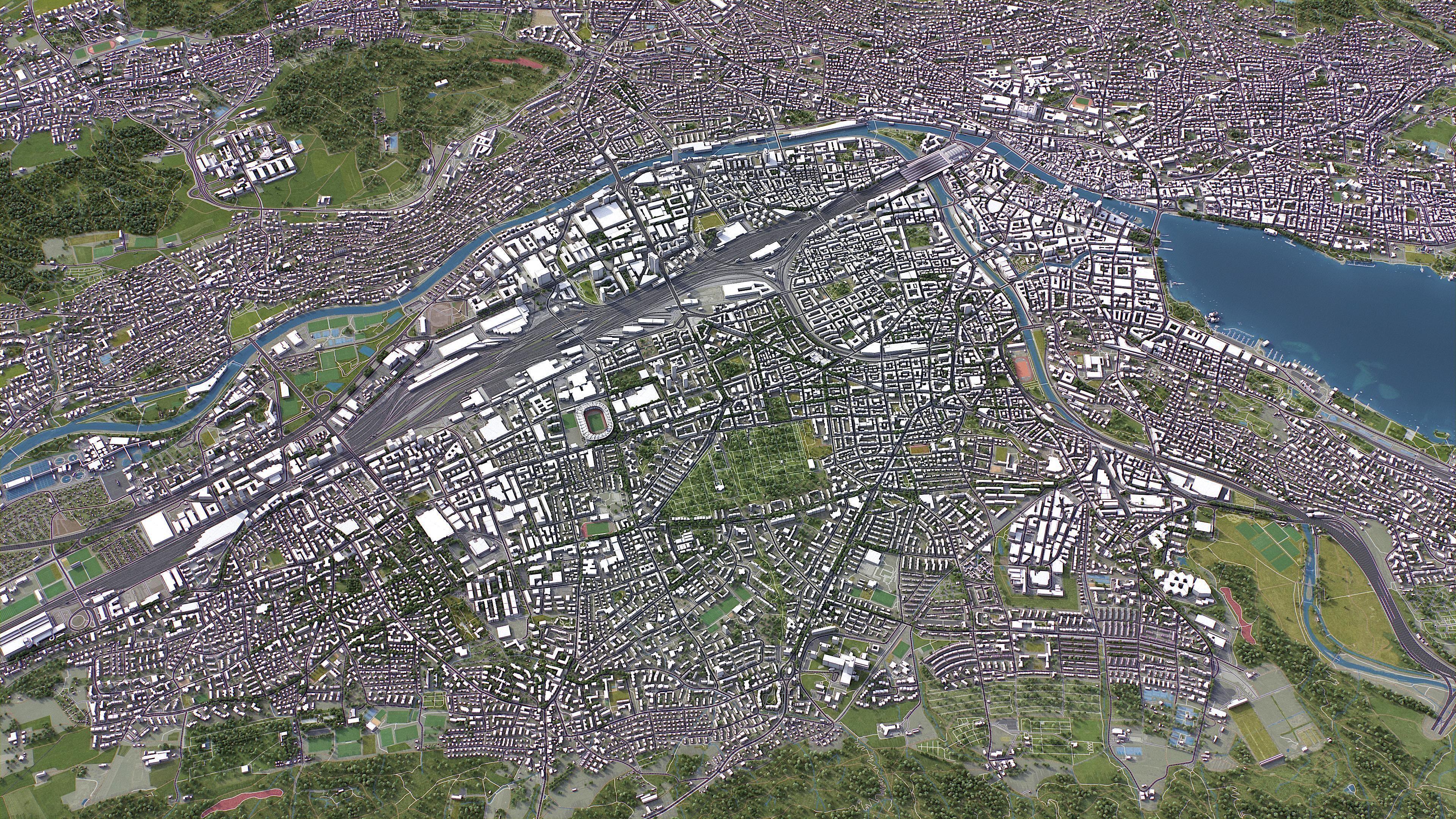 Zurich Low-poly 3D model_14