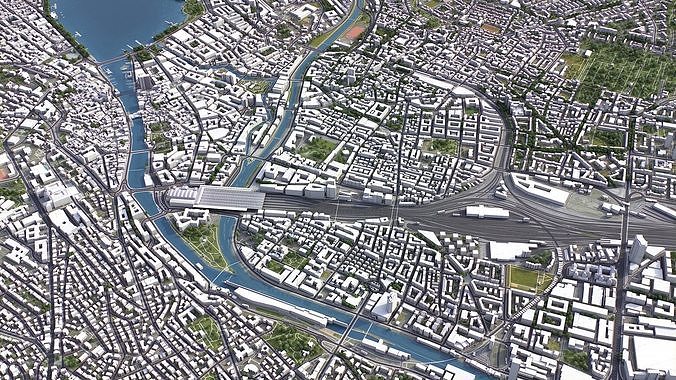 Zurich Low-poly 3D model 4