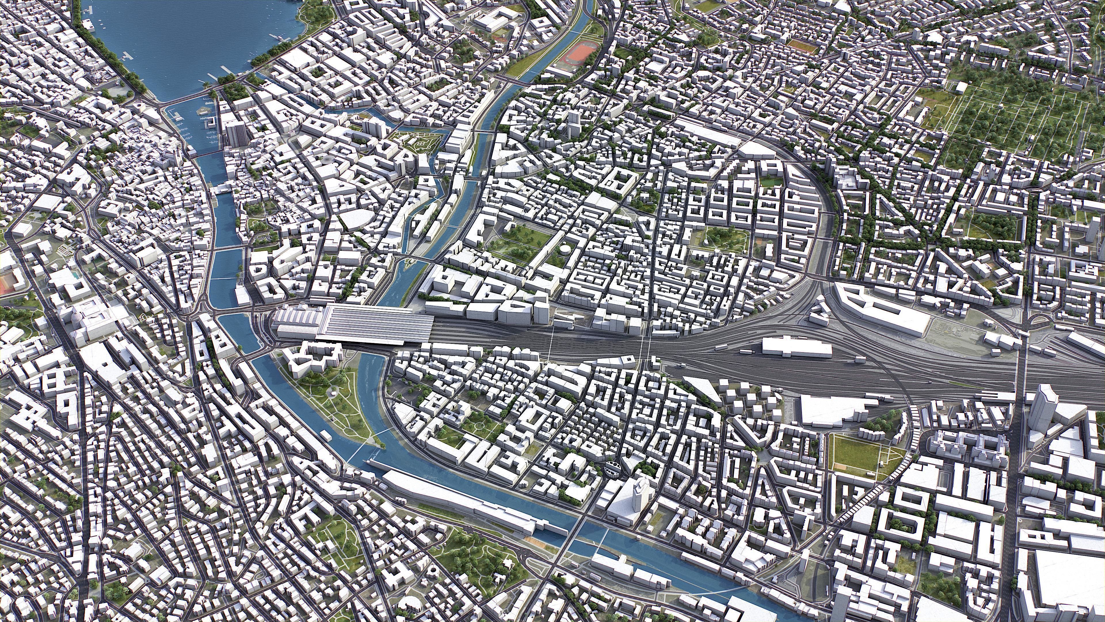 Zurich Low-poly 3D model_3