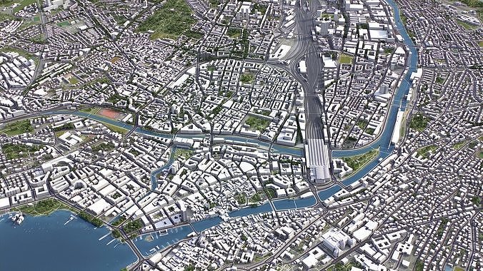 Zurich Low-poly 3D model 5