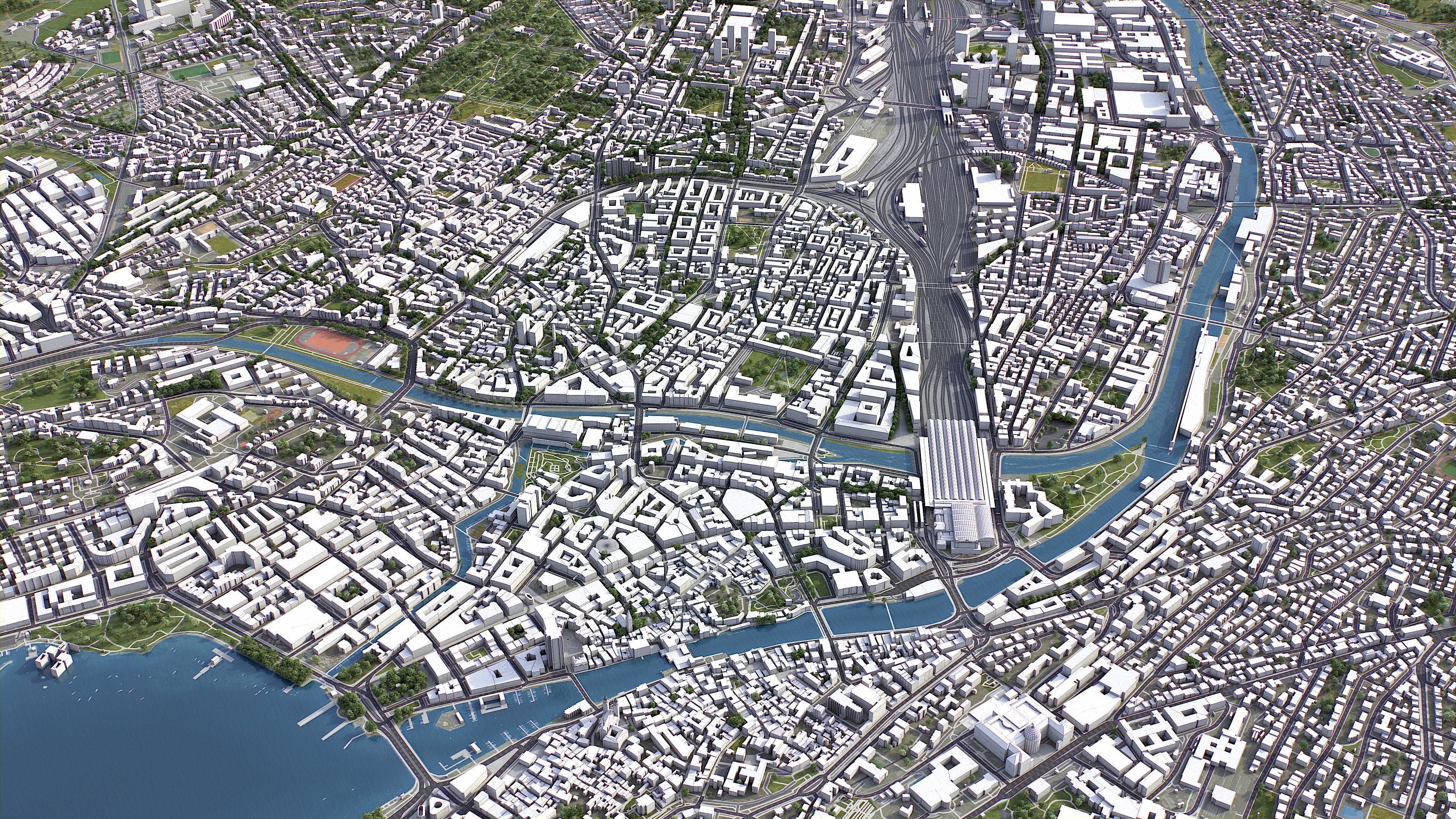 Zurich Low-poly 3D model_4