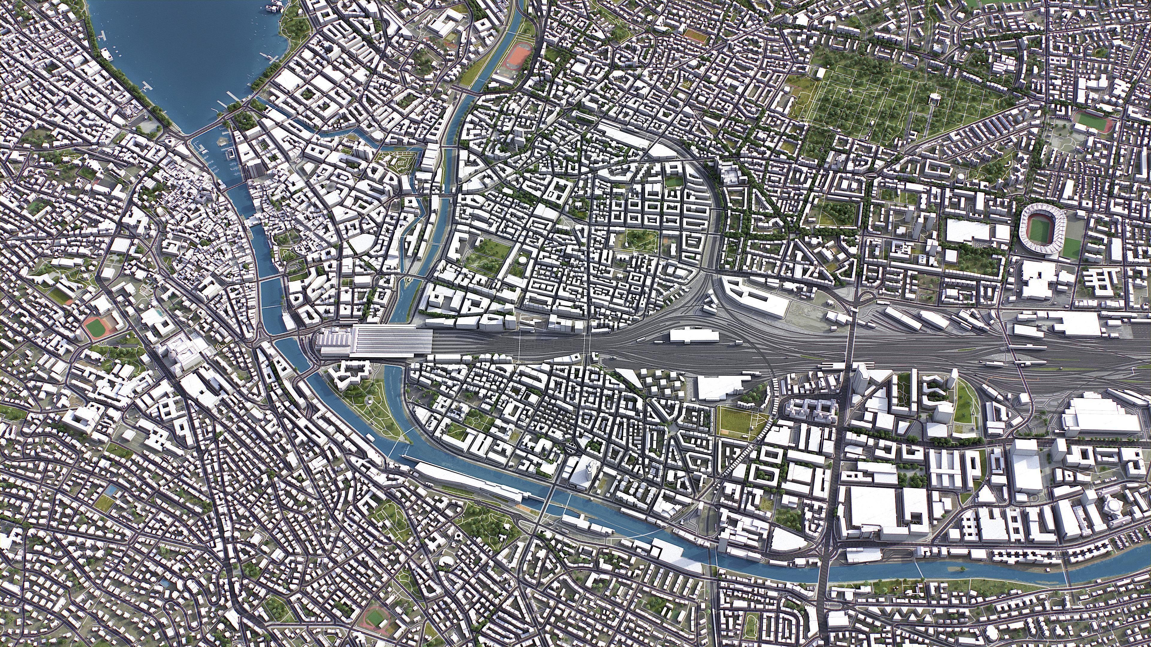 Zurich Low-poly 3D model_11