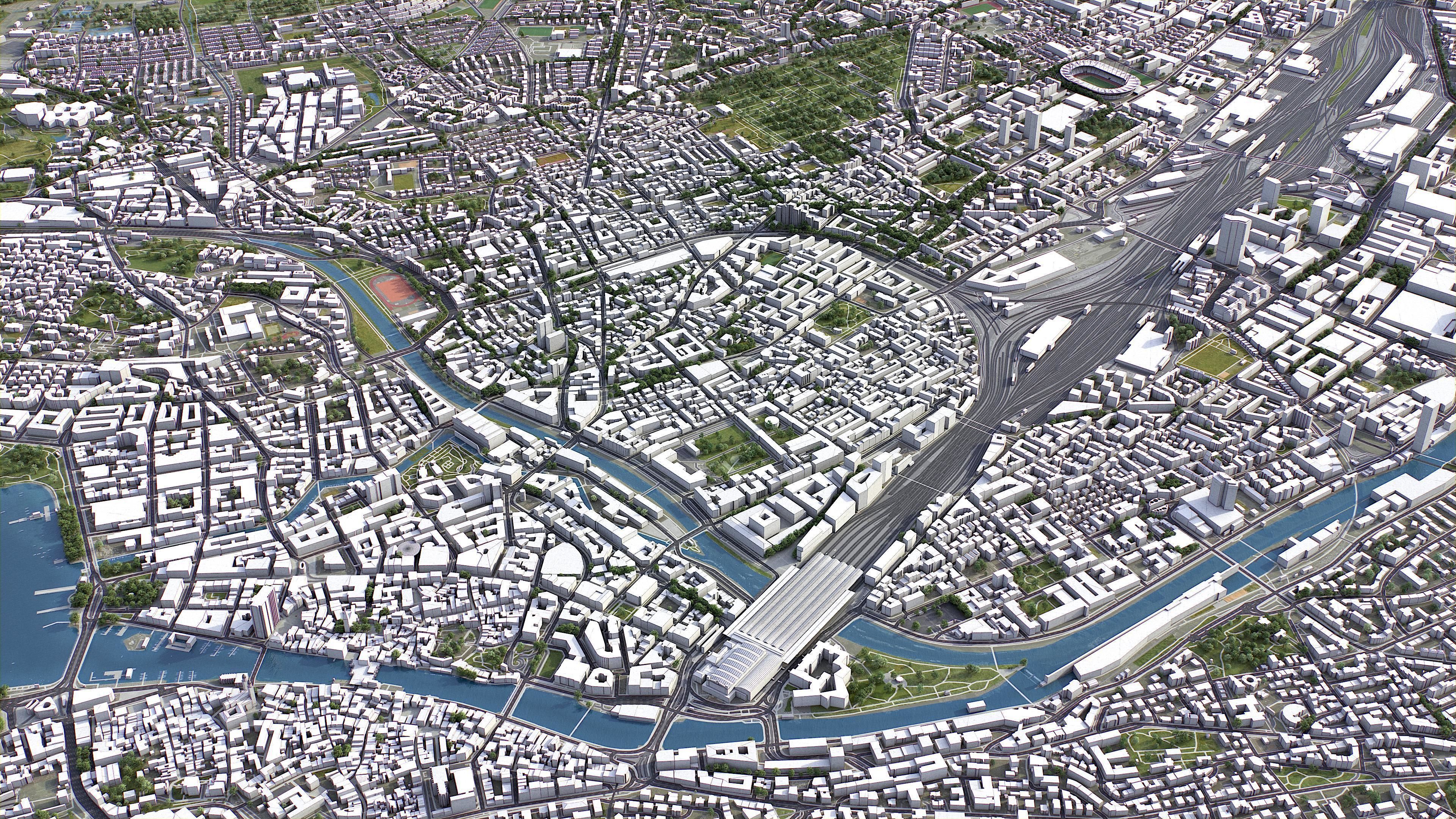 Zurich Low-poly 3D model_10