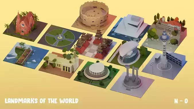 Landmarks of the world N to O Low-poly 3D model