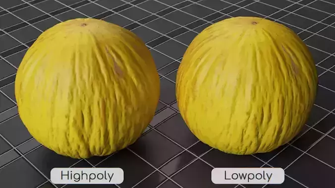 Canarymelon - Highpoly and Lowpoly model