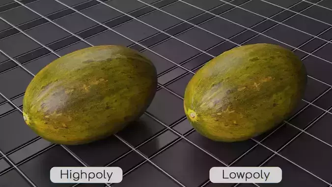 Santaclaus melon - Highpoly and Lowpoly model