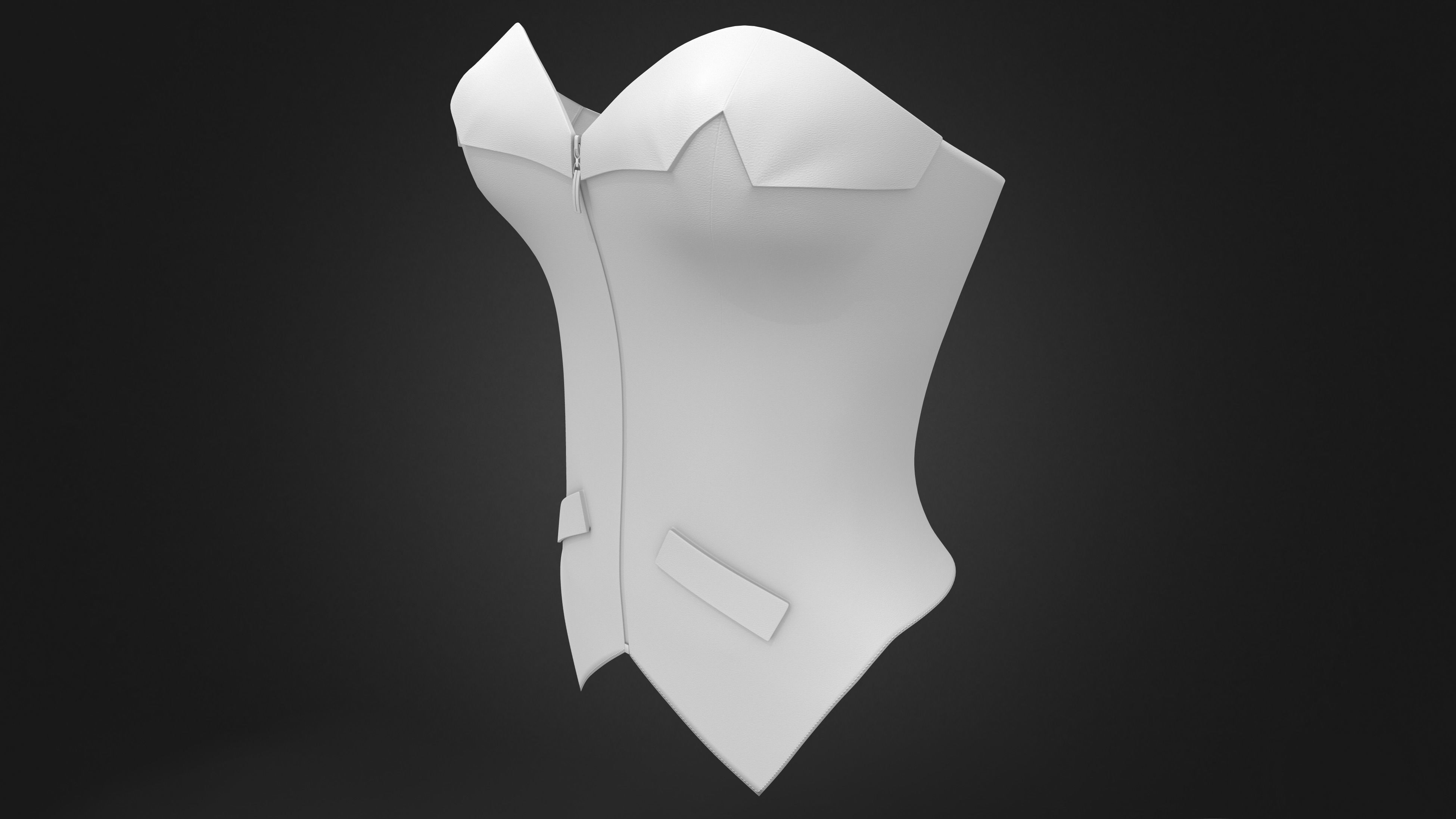 Office Lady Lace Up Stripes Corset Top Low-poly 3D model_8