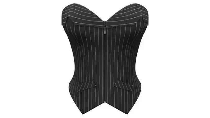 Office Lady Lace Up Stripes Corset Top Low-poly 3D model Office Lady Lace Up Stripes Corset Top Low-poly 3D model