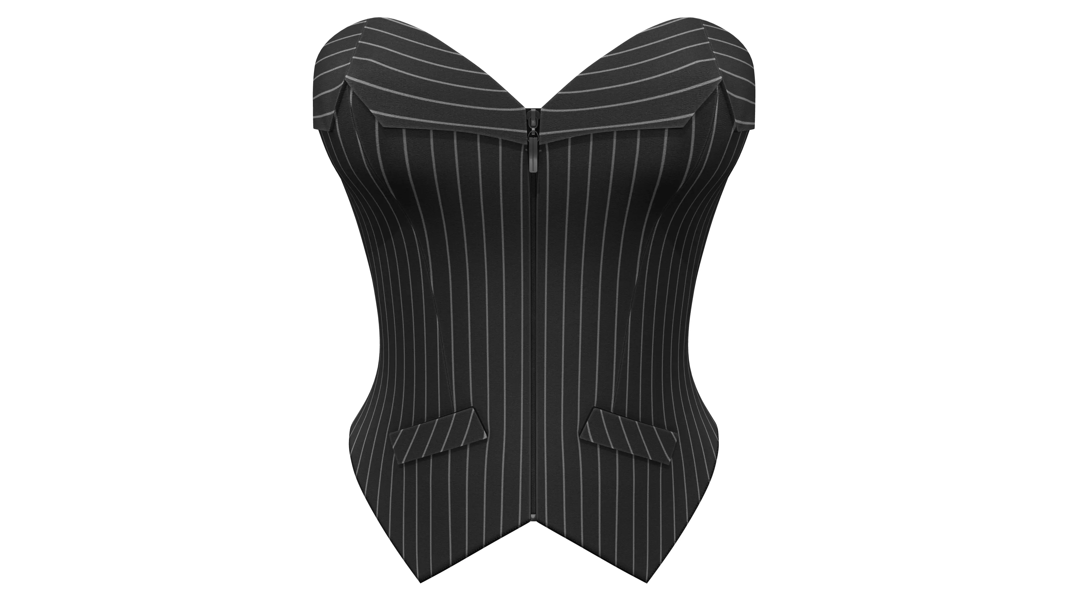 Office Lady Lace Up Stripes Corset Top Low-poly 3D model_0