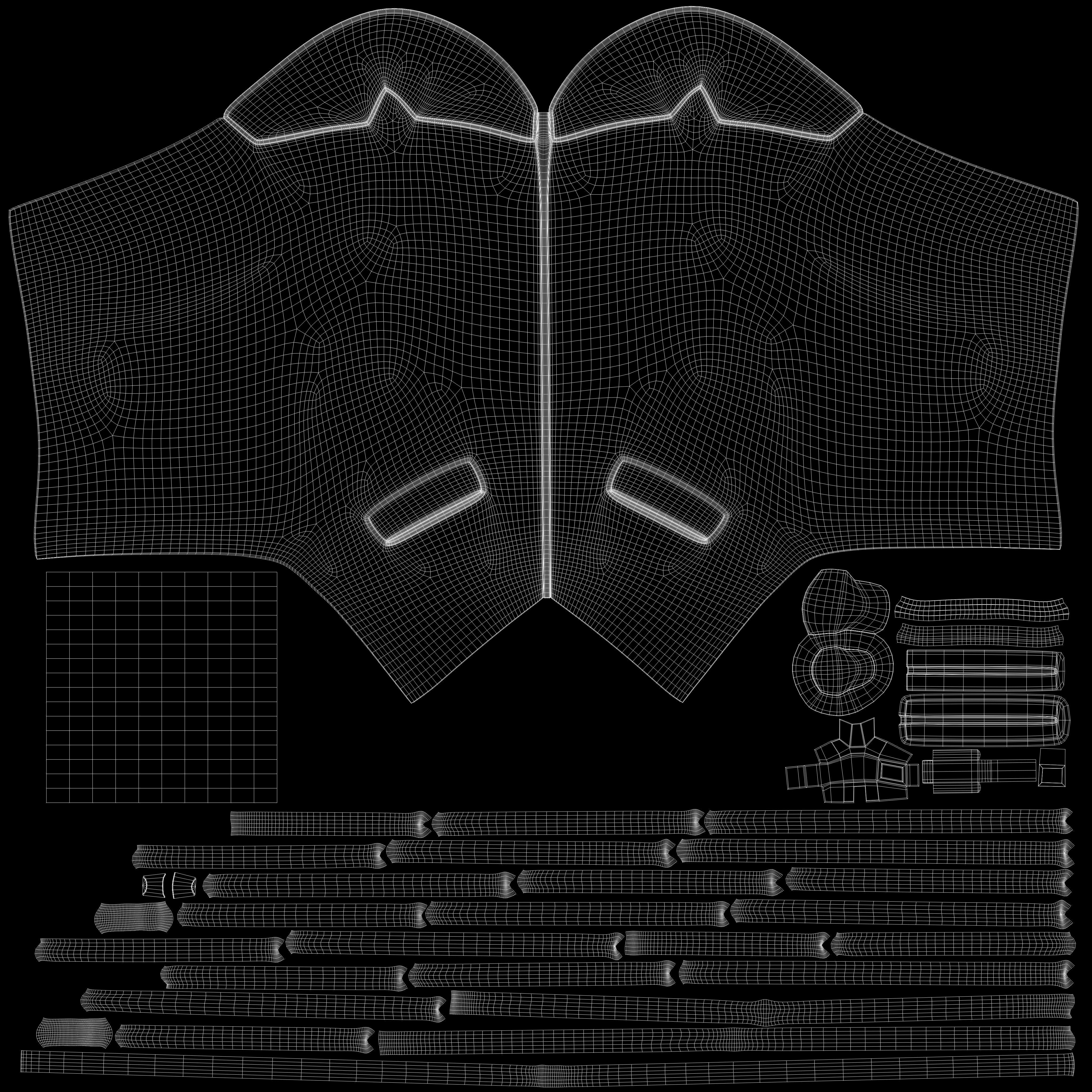 Office Lady Lace Up Stripes Corset Top Low-poly 3D model_14