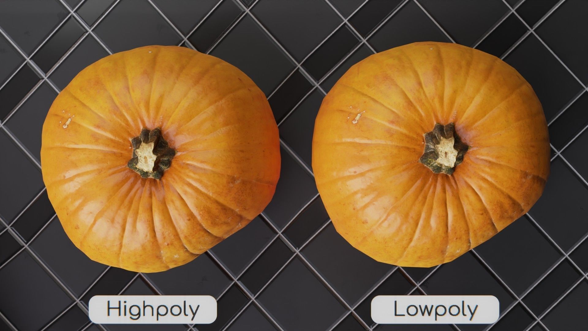 Ghost rider pumpkin - Highpoly and Lowpoly model Low-poly 3D model_4