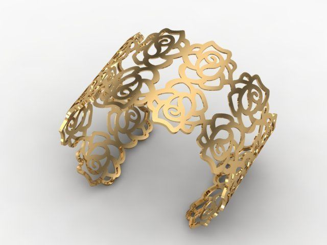 Rose Bracelet 3D print model_3