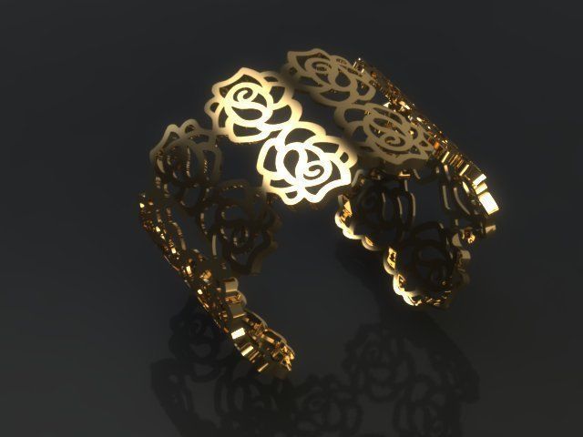 Rose Bracelet 3D print model_1