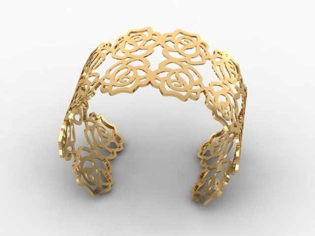 Rose Bracelet 3D print model_4