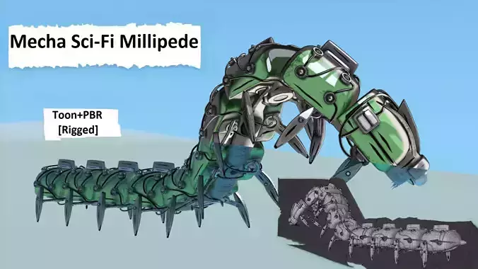 Mecha Millipede Low-poly 3D model