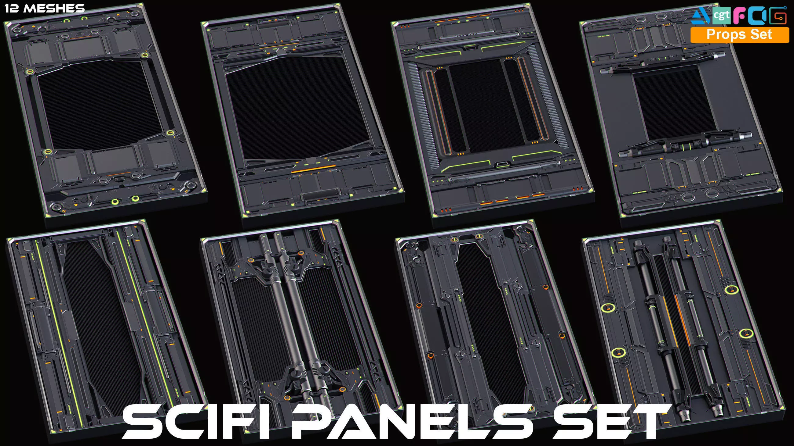 SciFi Panels set 3D model_0