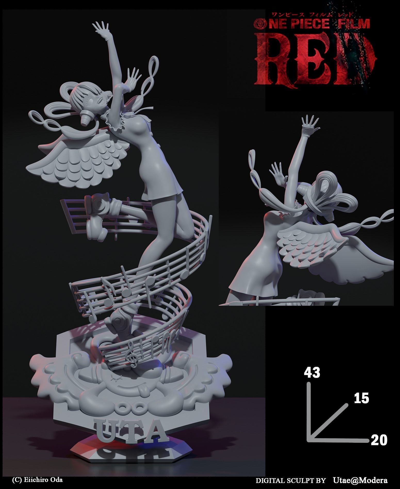 UTA Fanart One Piece film red 3D print model_3