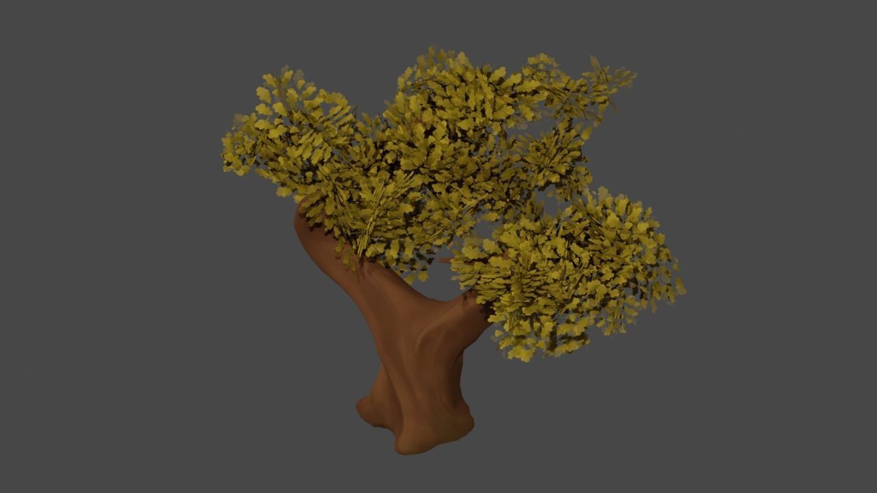  Stylized oak Low-poly 3D model_3