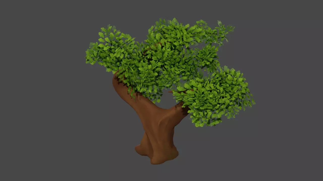  Stylized oak Low-poly 3D model_0