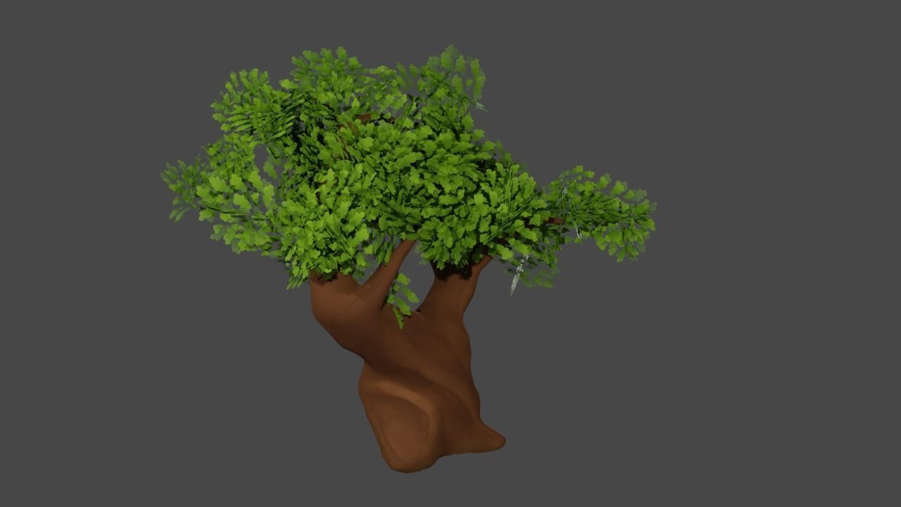  Stylized oak Low-poly 3D model_1