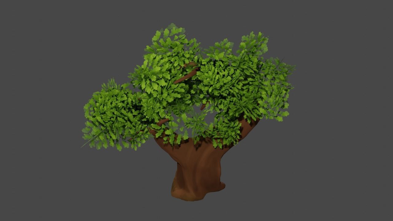  Stylized oak Low-poly 3D model_2