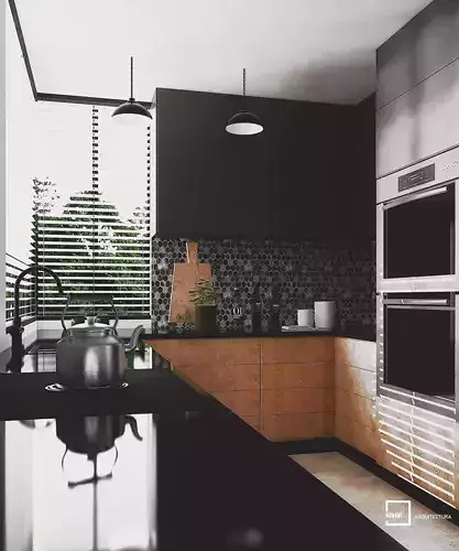 White and black Kitchen by MHR 3D model