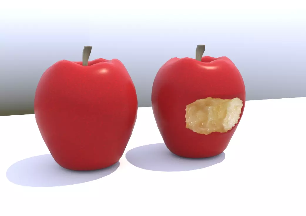 CG apple that has been bitten crisp and sweet Low-poly 3D model