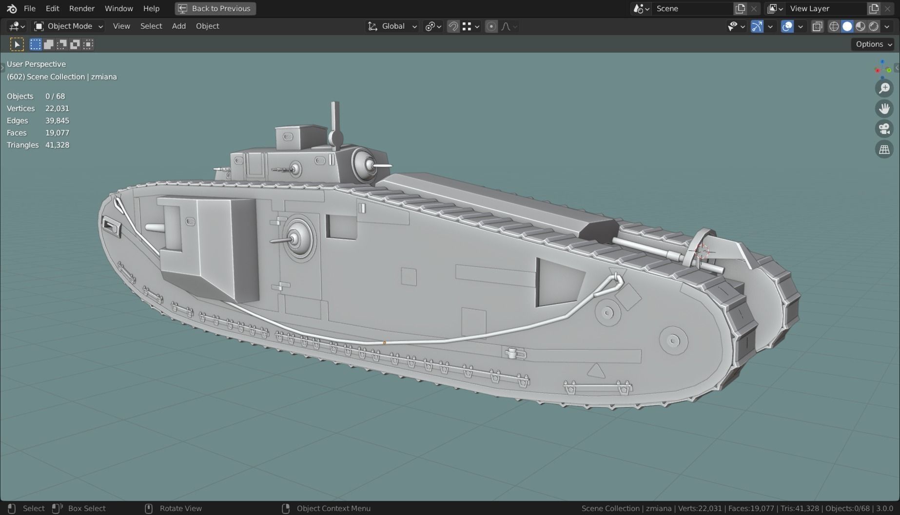 Mark VIII International TANK BASE MESH  Low-poly 3D model_2