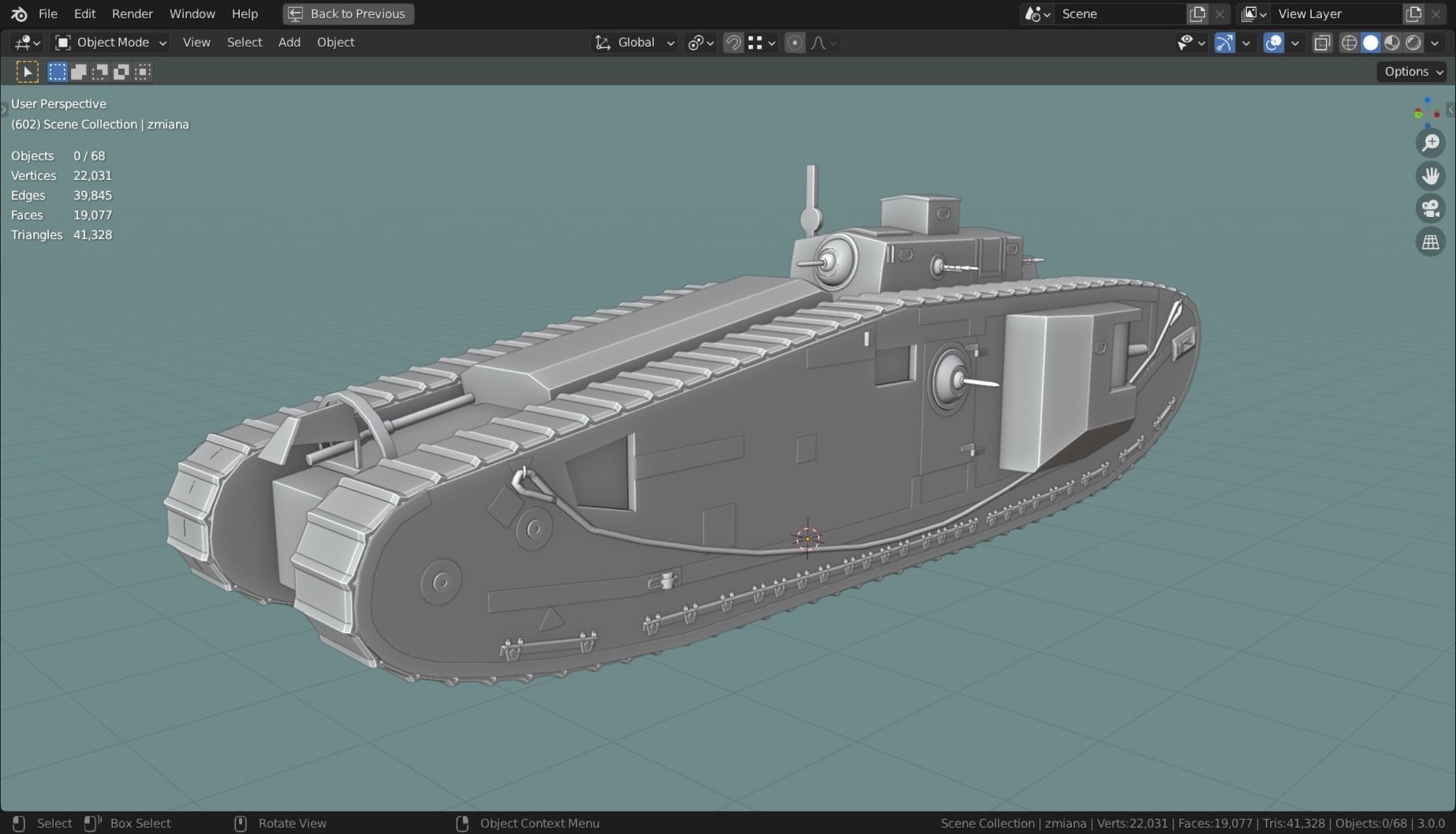 Mark VIII International TANK BASE MESH  Low-poly 3D model_3