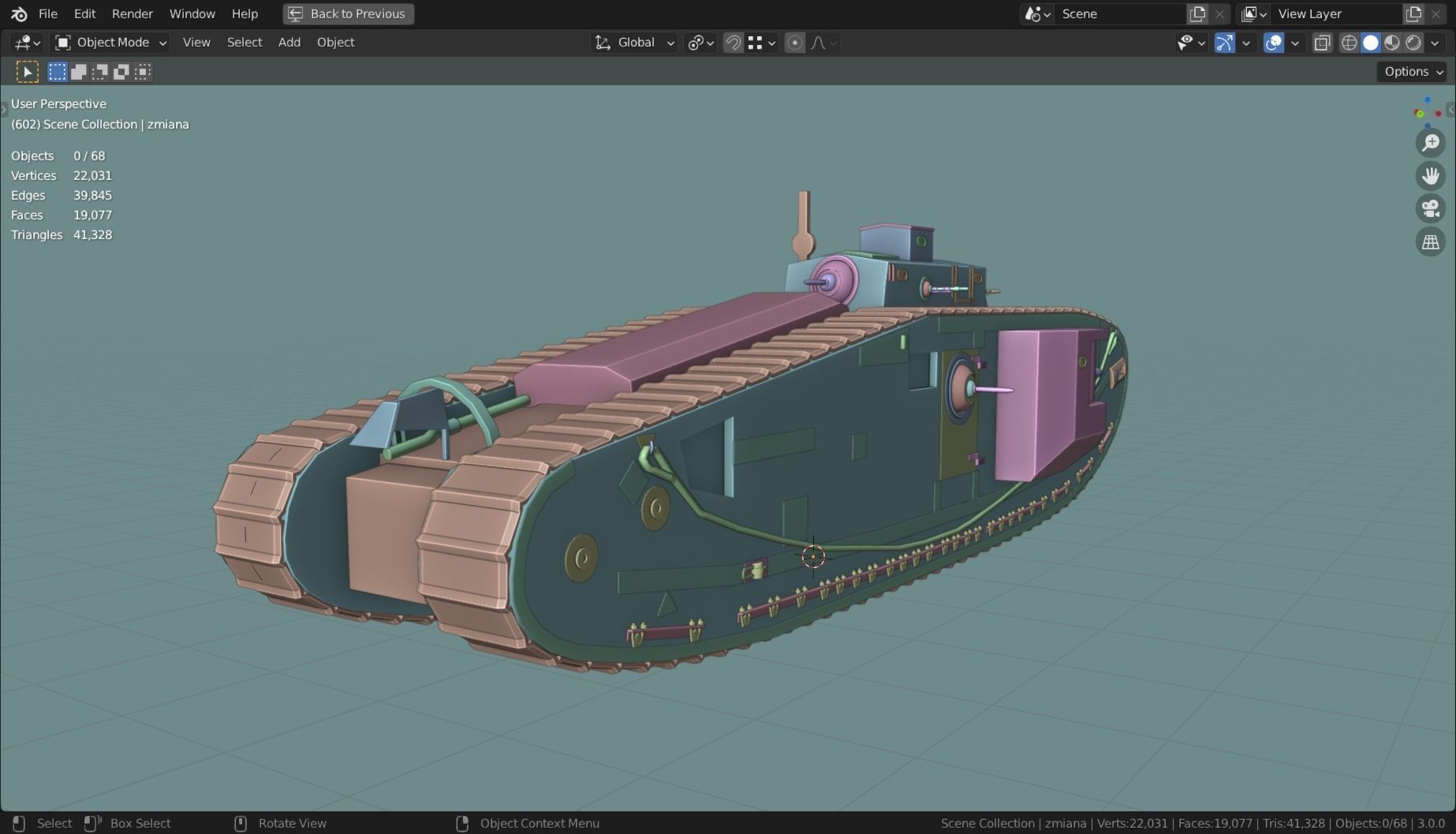 Mark VIII International TANK BASE MESH  Low-poly 3D model_13