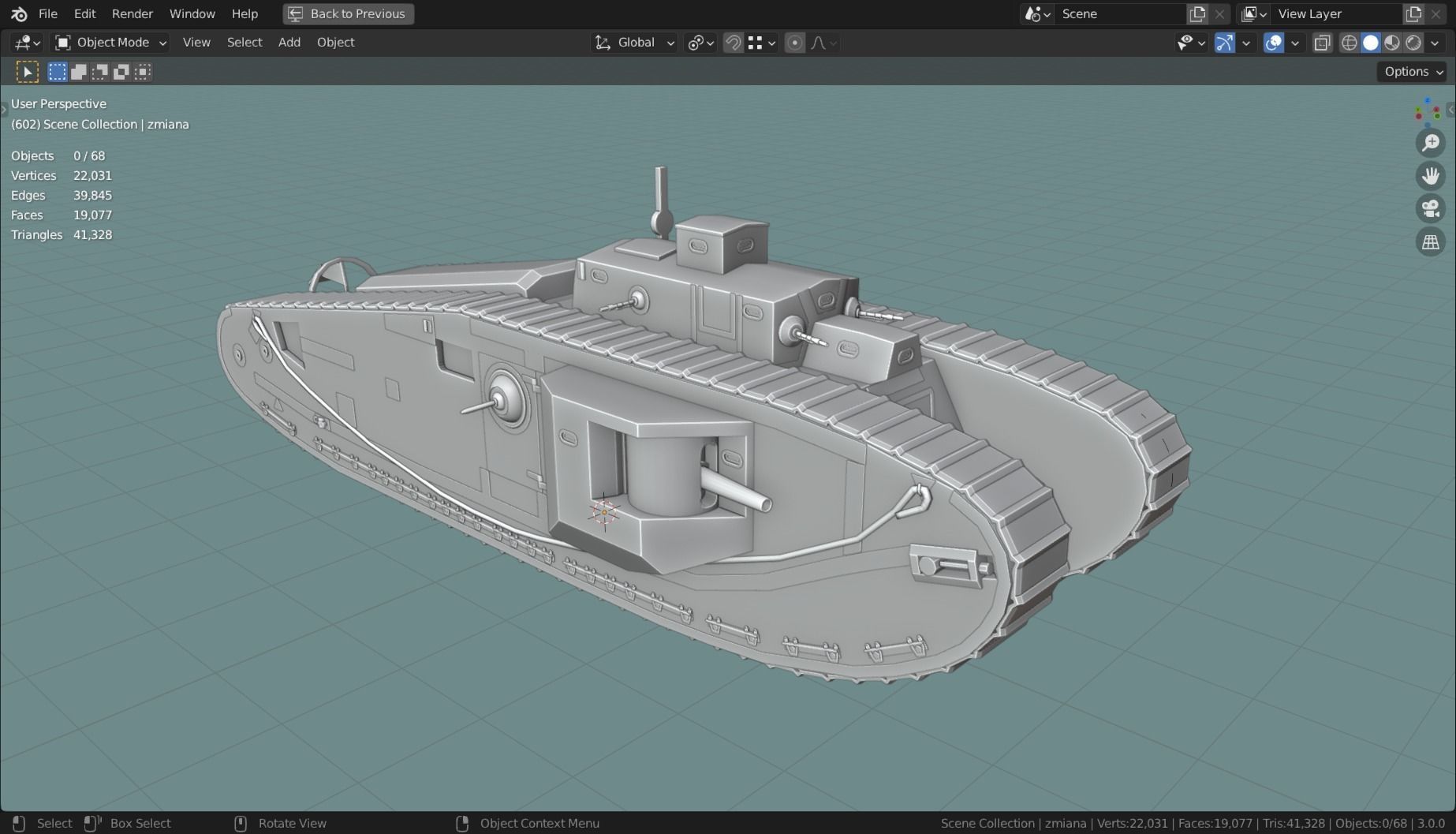 Mark VIII International TANK BASE MESH  Low-poly 3D model_4