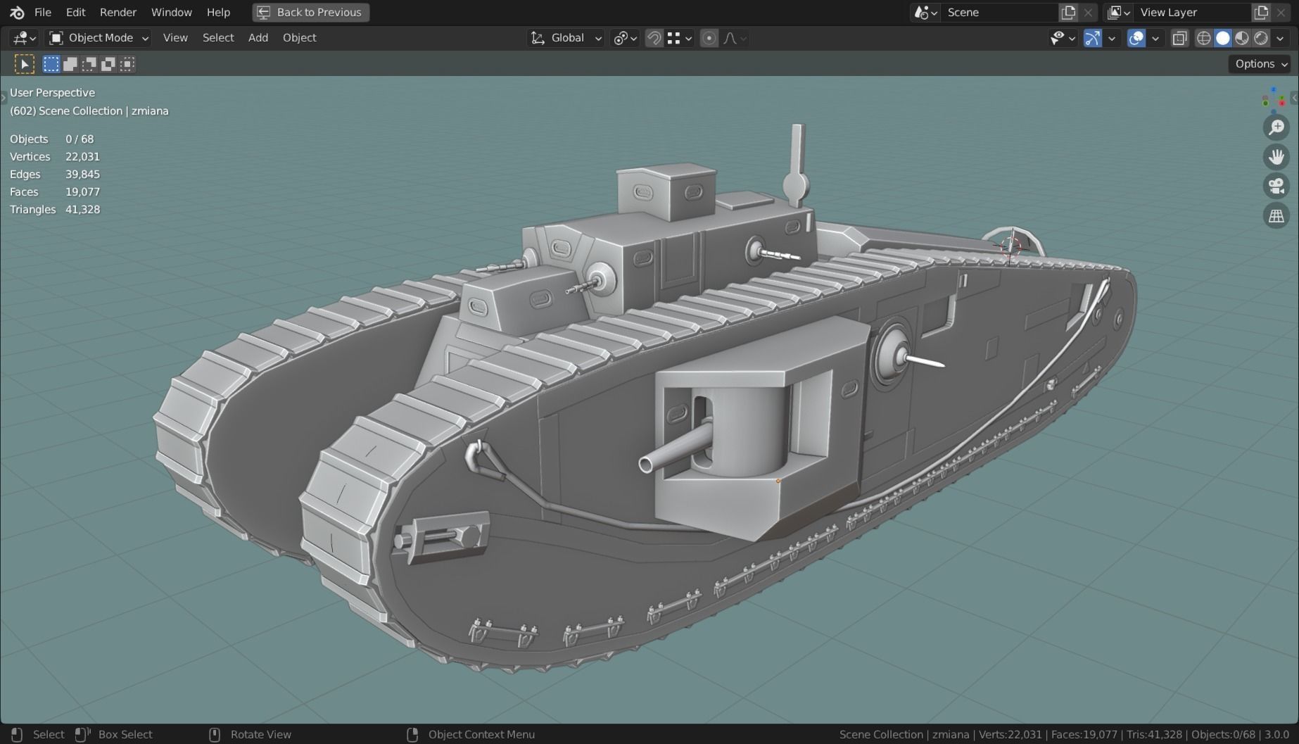 Mark VIII International TANK BASE MESH  Low-poly 3D model_1