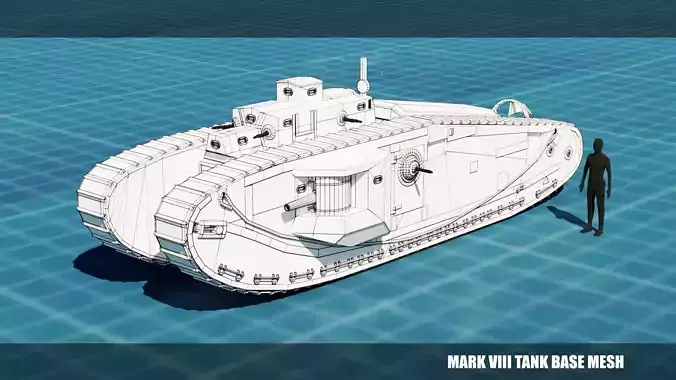 Mark VIII International TANK BASE MESH  Low-poly 3D model