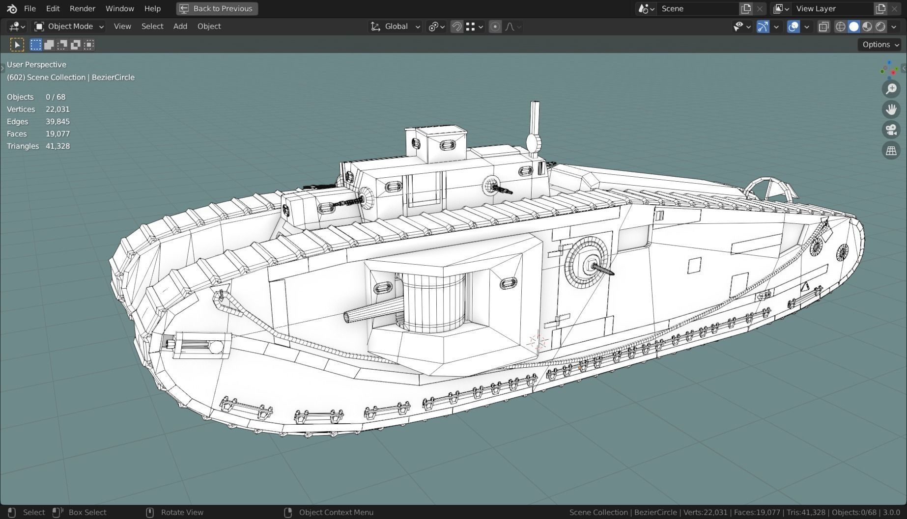 Mark VIII International TANK BASE MESH  Low-poly 3D model_5