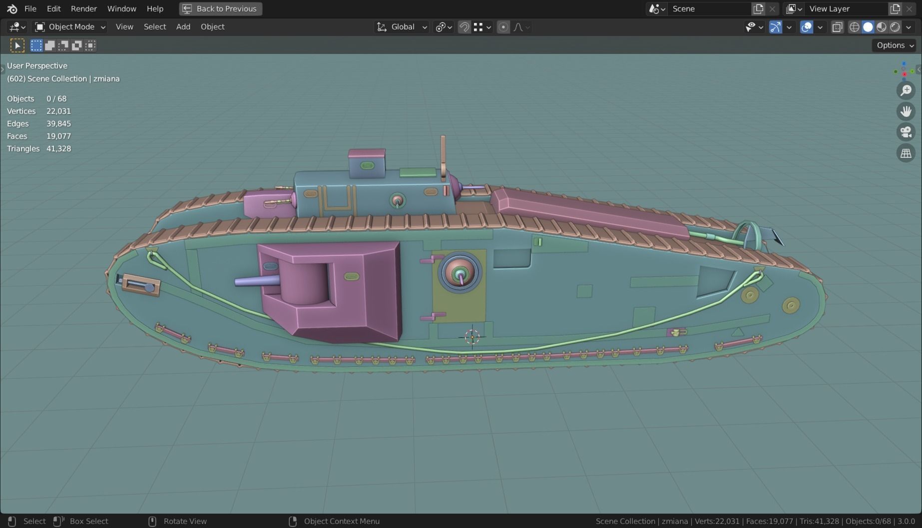 Mark VIII International TANK BASE MESH  Low-poly 3D model_12