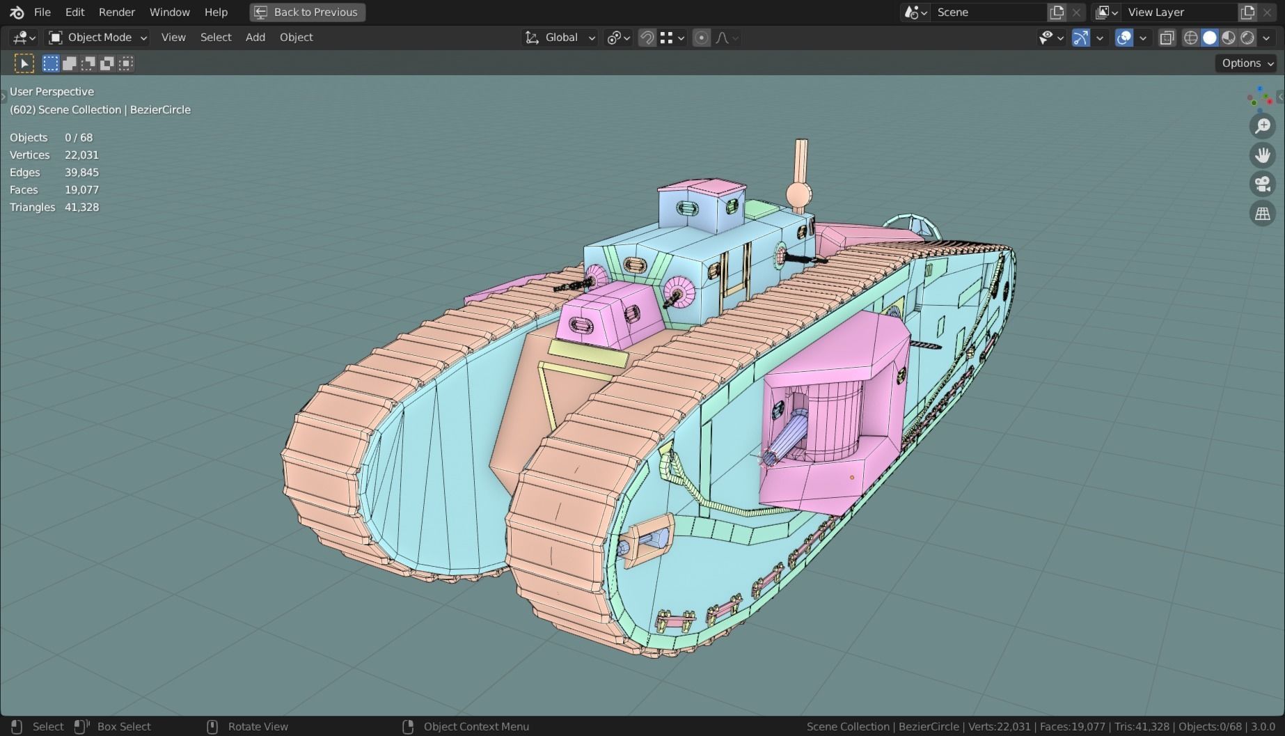 Mark VIII International TANK BASE MESH  Low-poly 3D model_8