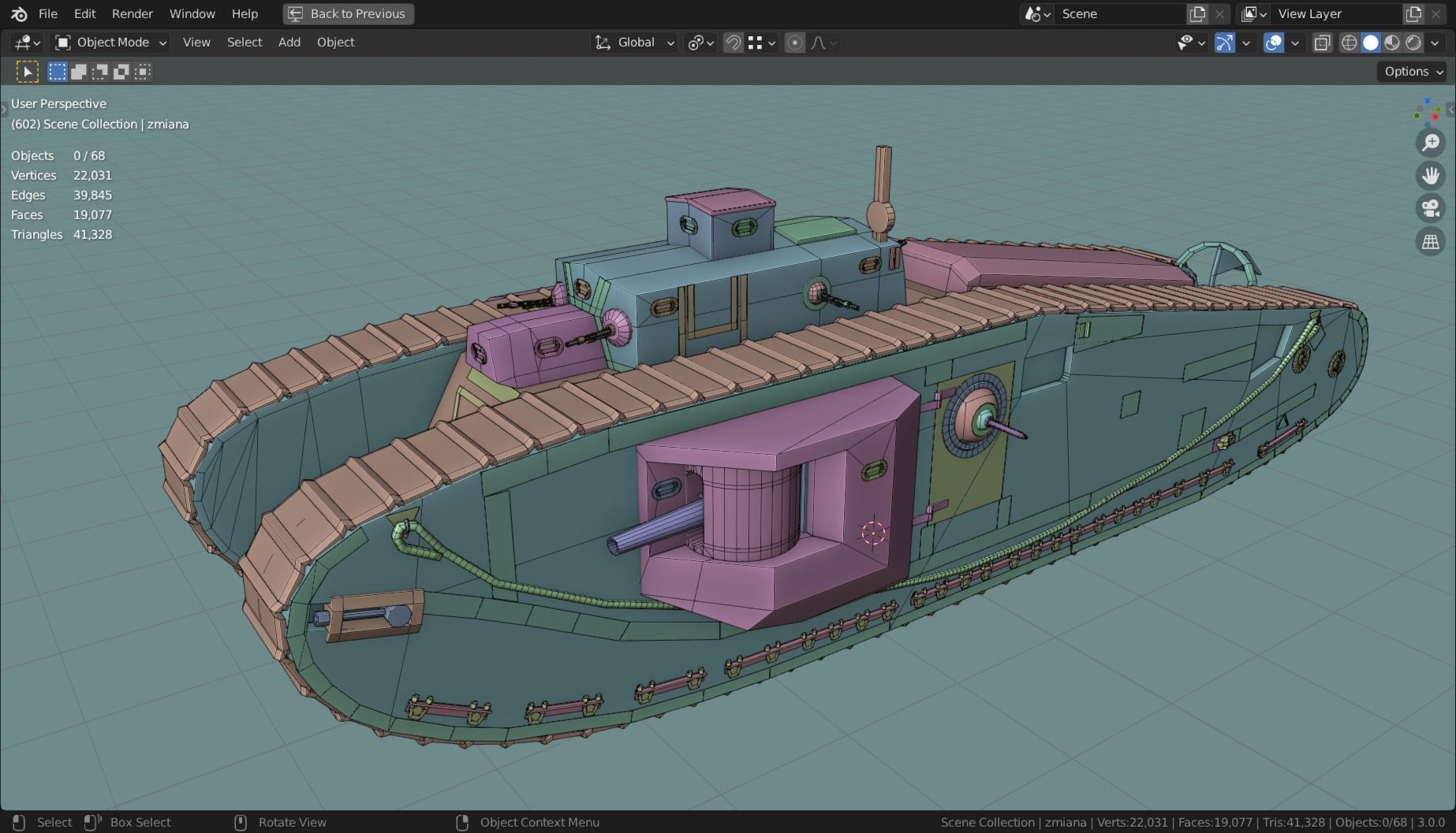 Mark VIII International TANK BASE MESH  Low-poly 3D model_14