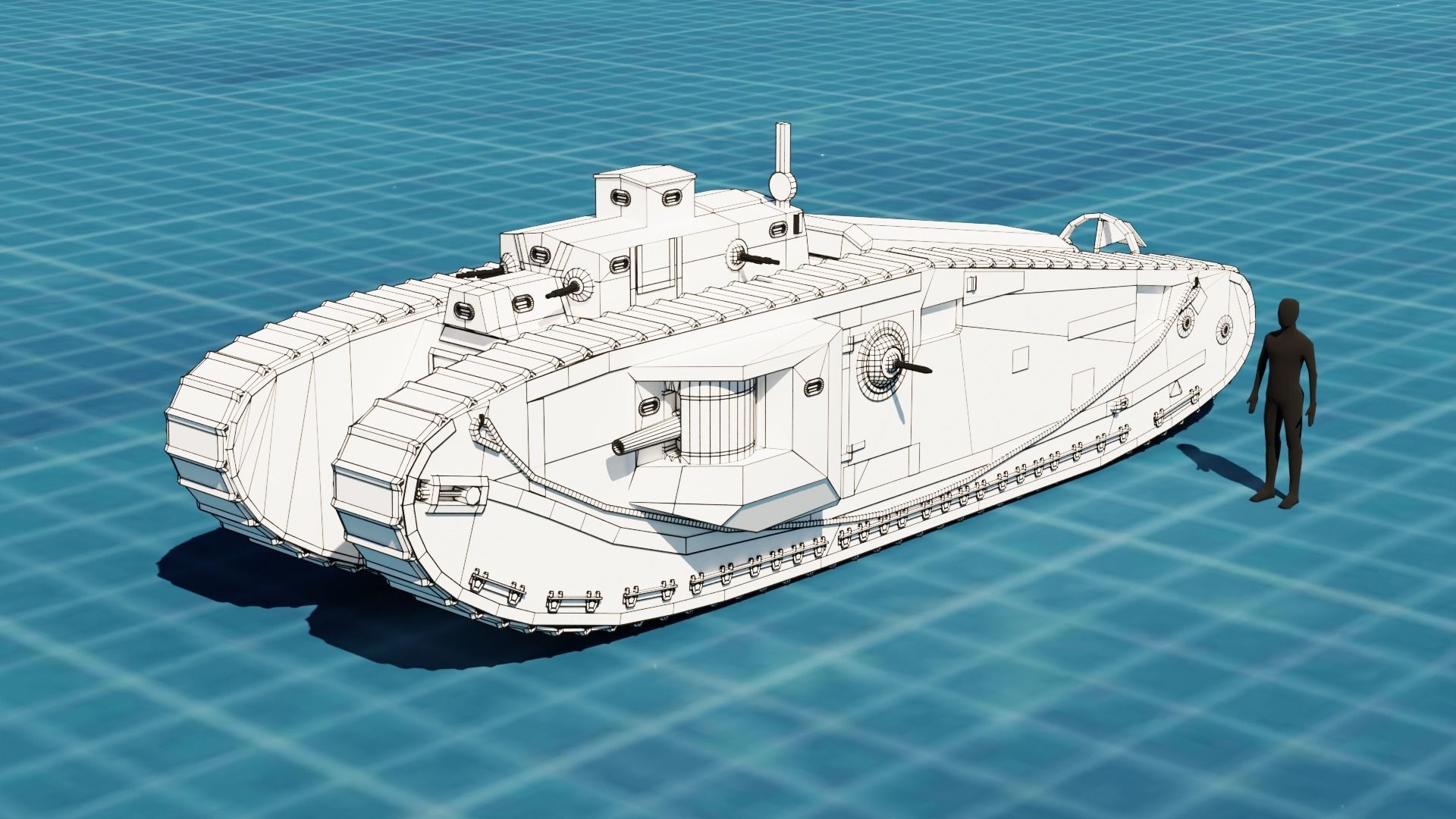 Mark VIII International TANK BASE MESH  Low-poly 3D model_15