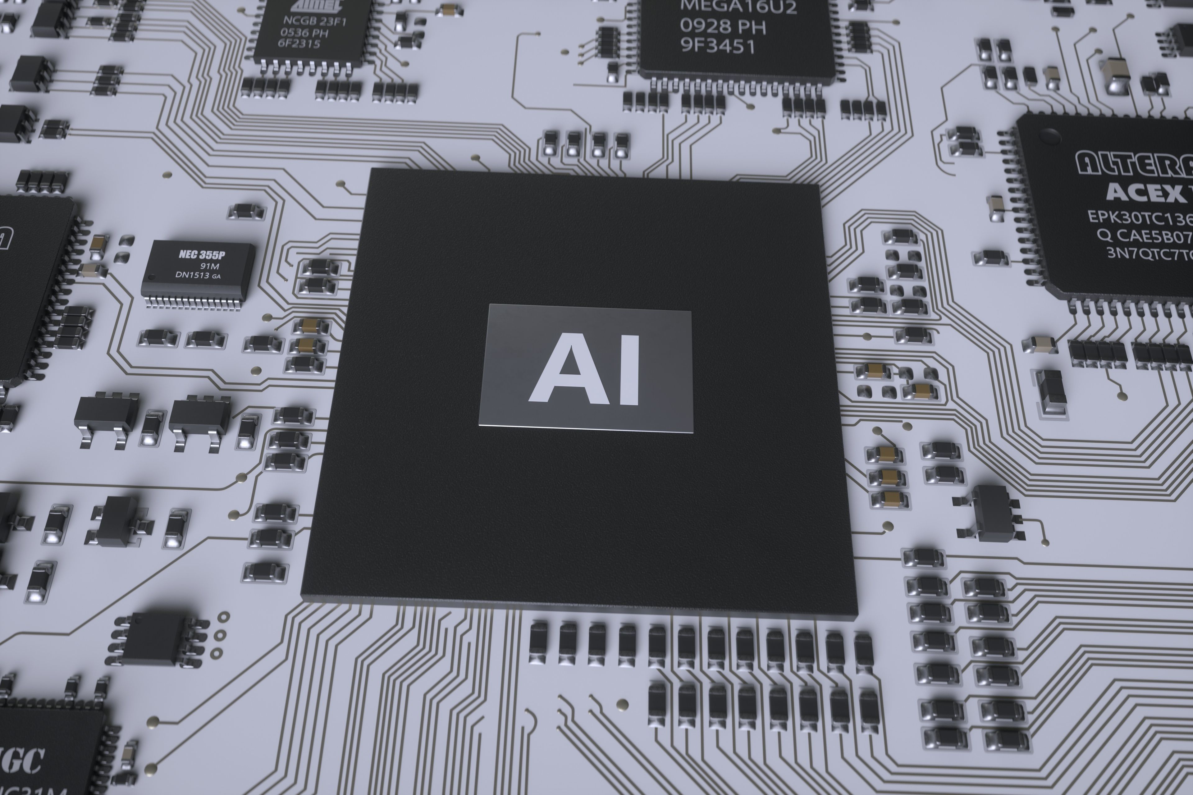 Electronic chip circuit board 3D model_1