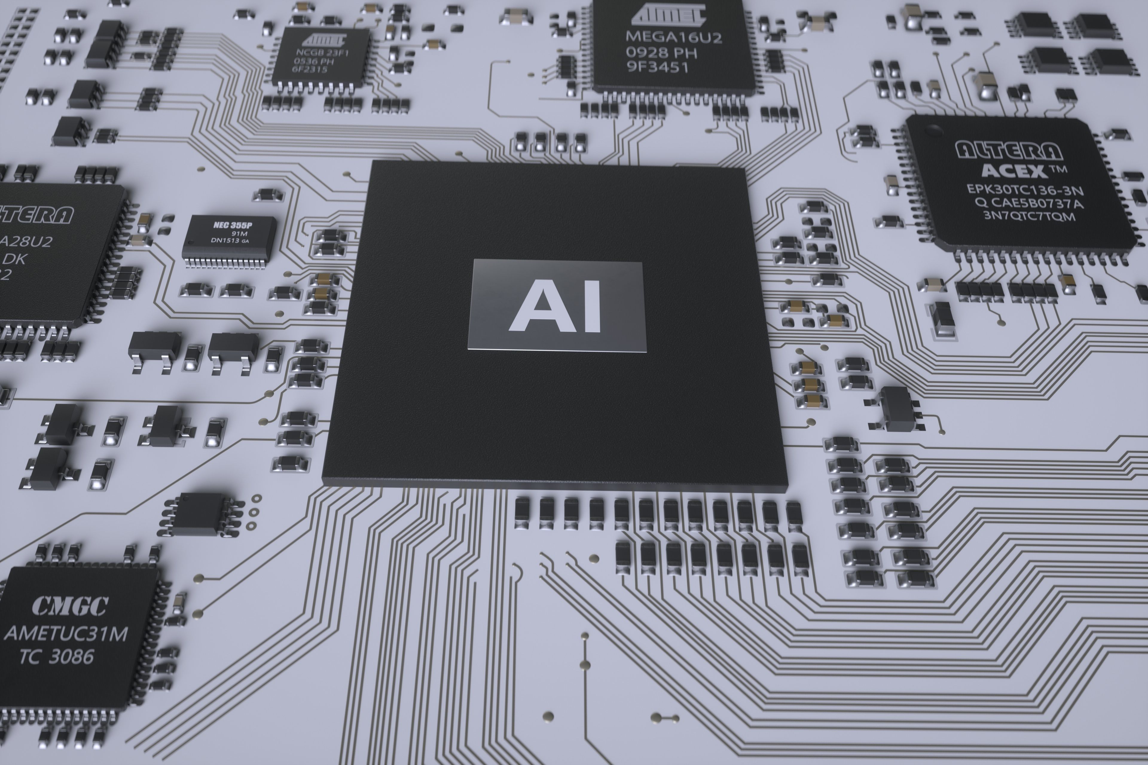 Electronic chip circuit board 3D model_2
