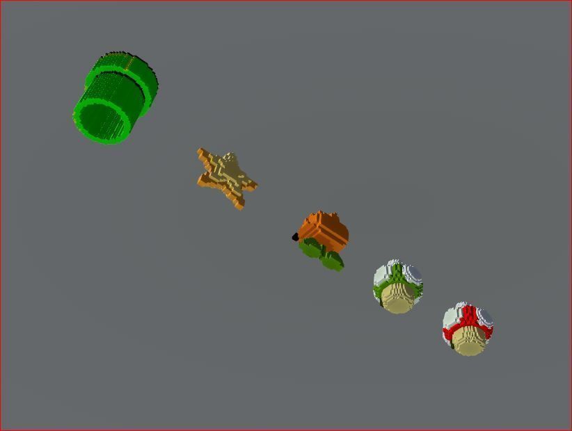 Mario Pixel Power Ups 3D model_2