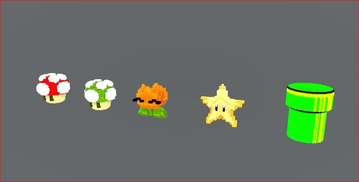 Mario Pixel Power Ups 3D model_1