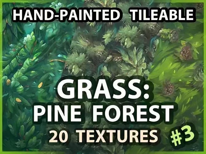 Grass Pine Forest Floor --20 TEXTURES-- Hand-painted --PACK 3---
