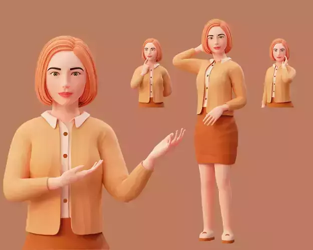 business woman character - Rigged