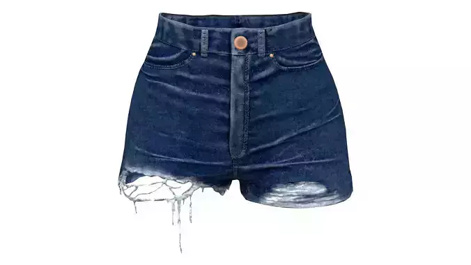 High Waist Jeans Shorts Pants Low-poly 3D model