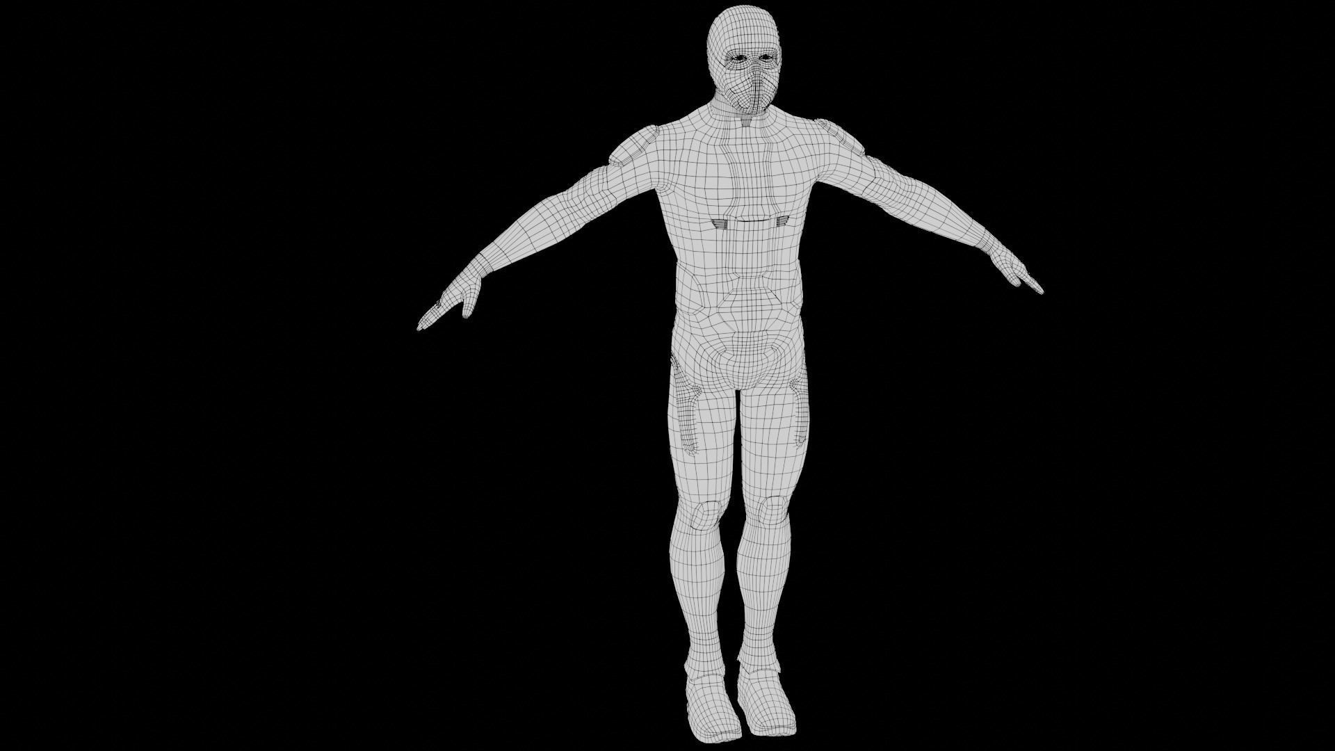 Lowpoly scifi space suit stillsuit character Low-poly 3D model_15