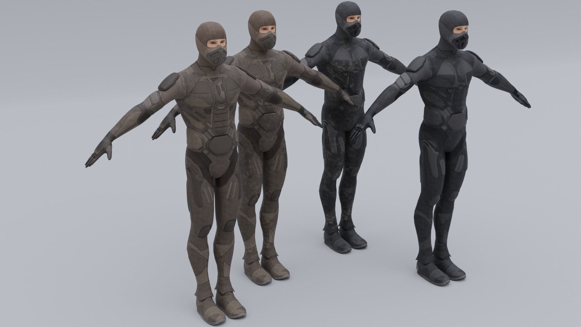 Lowpoly scifi space suit stillsuit character Low-poly 3D model_18